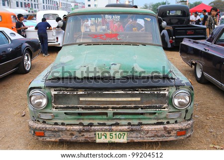 SUPHANBURI, THAILAND - MARCH 31: old Ford classic car exhibited at the annual motor show 