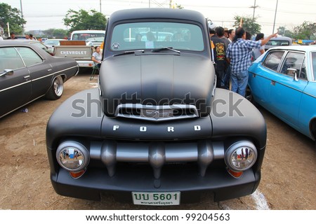 SUPHANBURI, THAILAND - MARCH 31: old Ford classic car exhibited at the annual motor show 