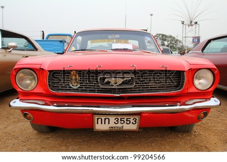 SUPHANBURI, THAILAND - MARCH 31: old Ford classic car exhibited at the annual motor show \