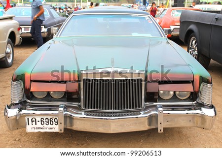 SUPHANBURI, THAILAND - MARCH 31: American muscle car Continental Mark IV exhibited at the annual motor show \