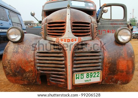 SUPHANBURI, THAILAND - MARCH 31: American muscle old car 1946 DODGE exhibited at the annual motor show \