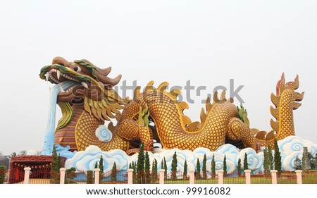 Big dragon statue in Supanburi, Thailand.