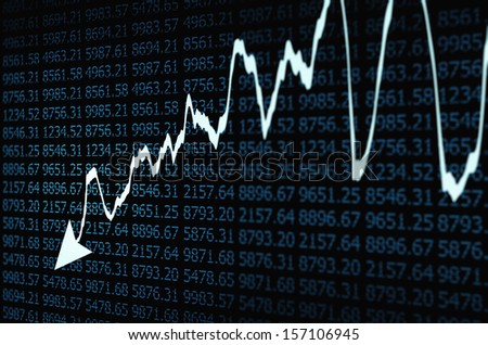Stock Market - Arrow Graph Going Down on Blue Display