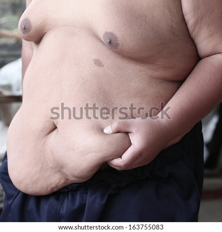 Fat man with a big belly