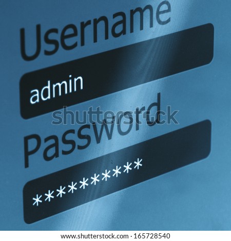 Login Box - Username and Password in Internet Browser on Computer Screen