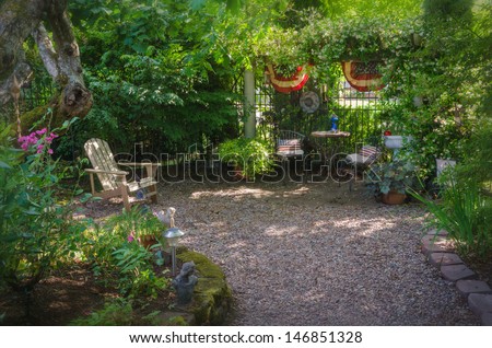 A secluded backyard garden room. A perfect place to relax alone or with friends.