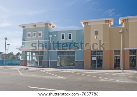 newly constructed commercial mall with brick accents