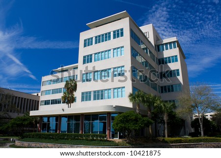 modern design office building with landscaping