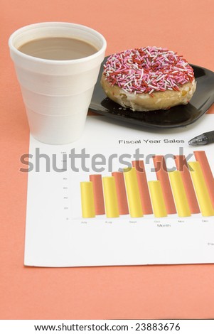 glazed donut with sprinkles with sales chart