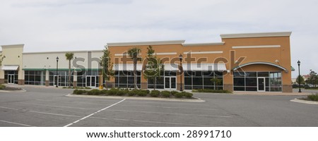 pastel colored commercial shopping mall panoramic