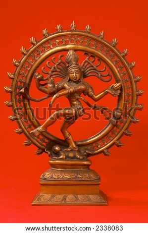 Indian Lord of the Dance Nataraja on red