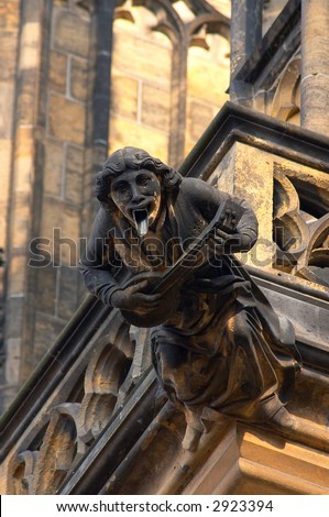 Gothic Gargoyle on St. Vitus Cathedral Prague