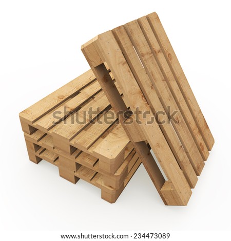 Three wooden pallets stacked and one based on them