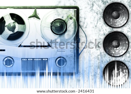 vintage grey analog recorder reel to reel