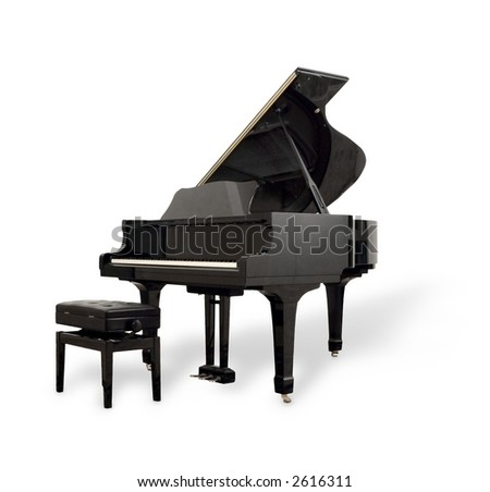 real black grand piano isolated on white real black grand piano isolated on white