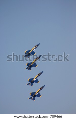 Four Blue angels Jets in Flight. Oct. 2005 Chattanooga Tennessee airshow.
