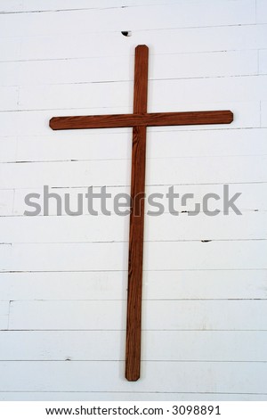 Wood Cross on  White Wall. Cades Cove Great Smoky Mountains National Park