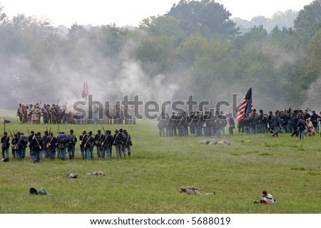 Reenactment of the American Civil War Battle of Tunnel Hill Ga. The original Battle occurred, in May of 1864 and signaled the start of the Atlanta Campaign.