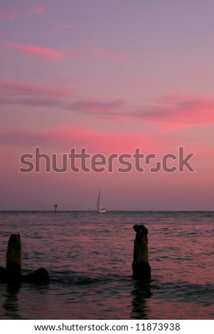 Sunset at Johns Pass on Florida Gulf Coast. Madeira Beach