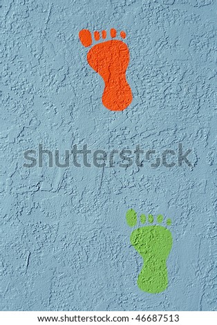 Footprints on a Wall on Florida\'s Gulf Coast.