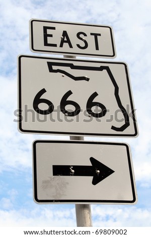 Florida East Highway 666 right Sign in Madeira Beach Florida.