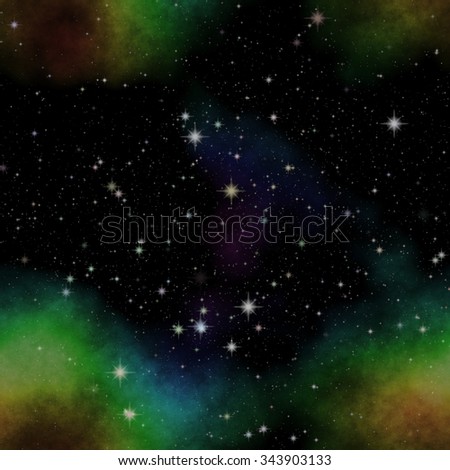 Modern space theme with stars.