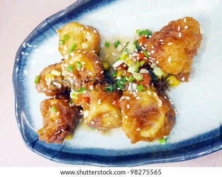 Fried squid with sweet sauce