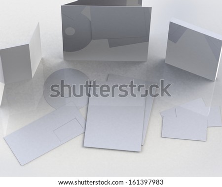Blank white folder,paper,cd,business card