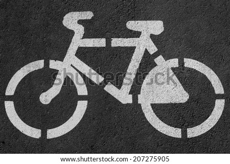 Sign of cycle track on the road