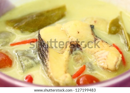 soup with fish and coconut milk