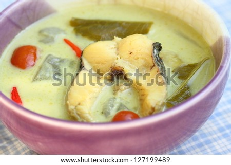 soup with fish and coconut milk