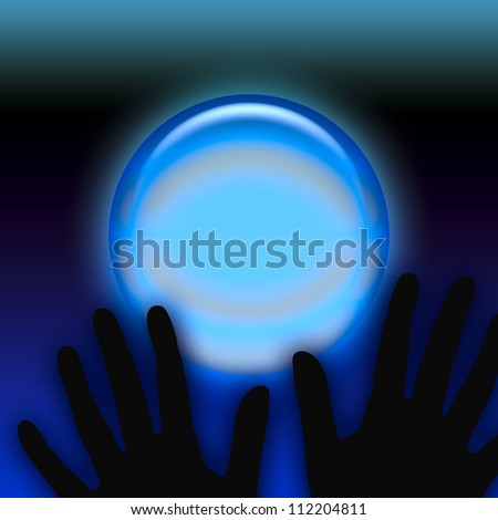 spooky black hands and eerie crystal ball illustration