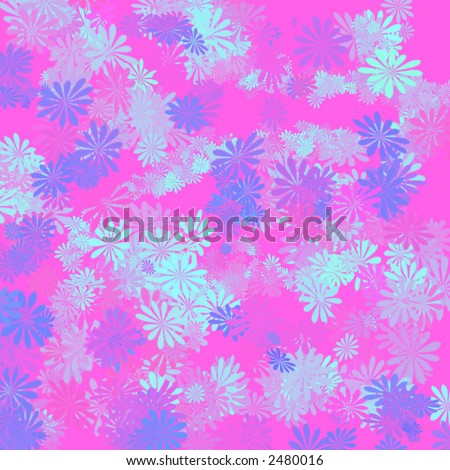 abstract blue flowers on pink background