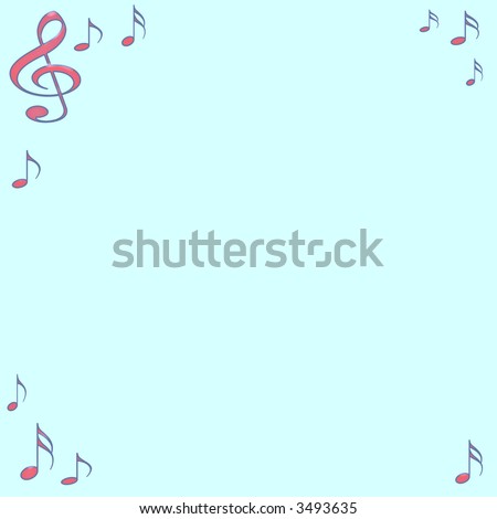 musical notes border. music notes border on blue