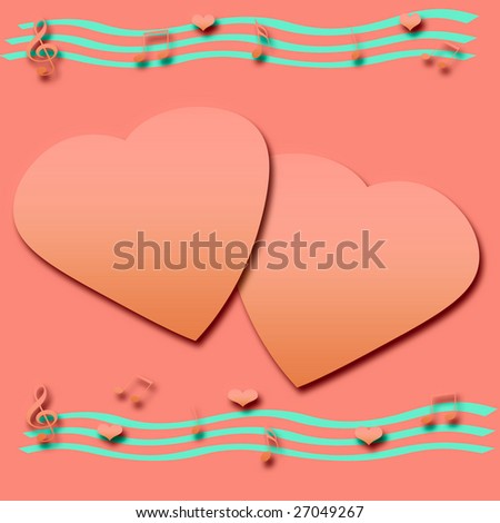 music lover scrapbook page pink notes and hearts  frame