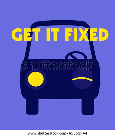 get it fixed car repair poster blue and yellow