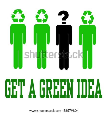 green people with recycle symbols illustration on white