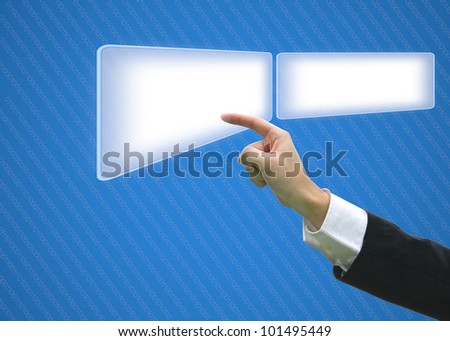 Business hand pointing blank screen empty
