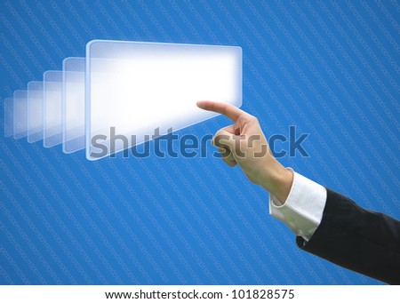 Business hand pointing screen blank empty