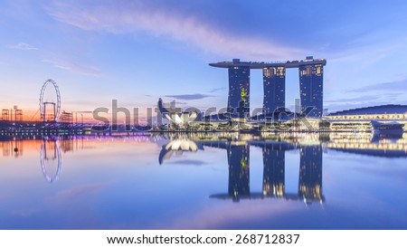 Singapore, Singapore - May 11, 2014: Singapore flyer and marina bay sand located in Marina Bay. Singapore.