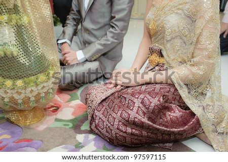 Worship hands ring wedding thai clothing married closeup