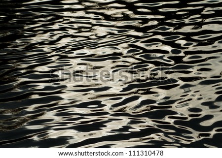 dark surface of lake with reflection