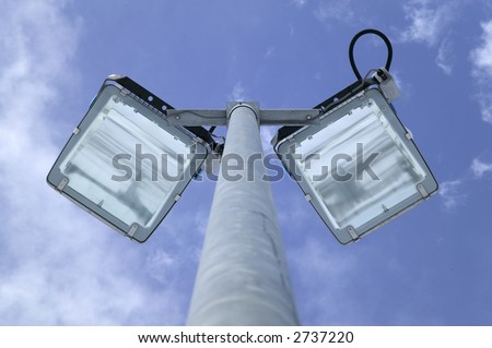 View of security lights looking up from the ground.