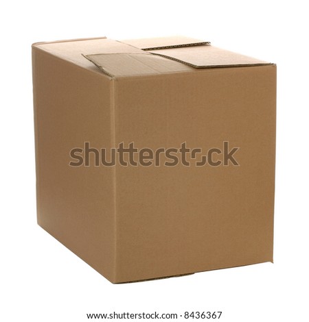 Logo Design   on Closed Cardboard Box  Add Your Own Design Or Logo  Isolated On White