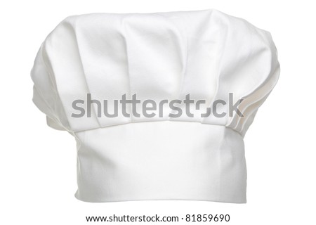 Photo of a chefs hat traditionally called a toque blanche, isolated on a white background.
