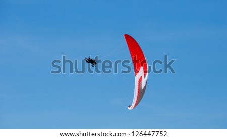 Para-glider soaring in the sky