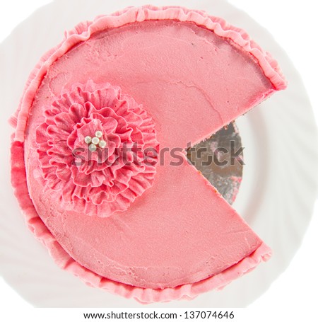 Chocolate mud cake decorated with pink ruffle pattern