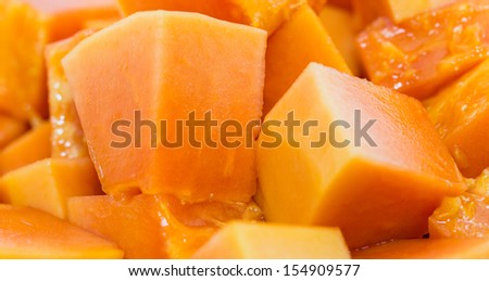 Close up view of bite size papaya fruit.