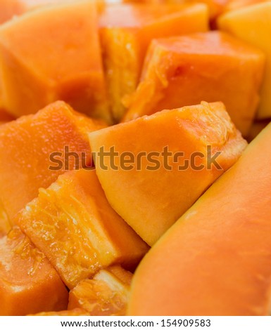 Close up view of bite size papaya fruit.