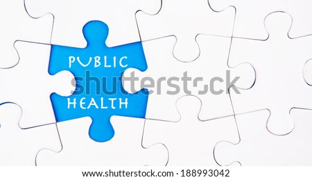 Missing jigsaw puzzle pieces revealing the PUBLIC HEALTH words